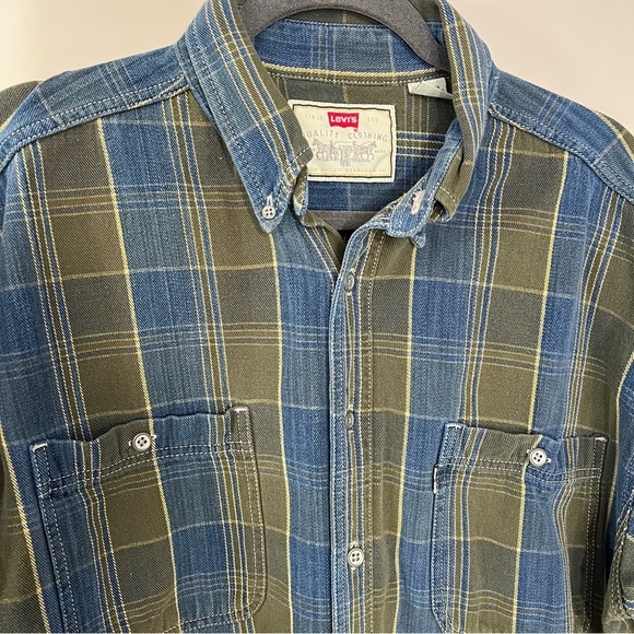 Vintage Levi's Silver Tab Plaid Shirt Casual Button Up Denim Long Sleeve Holiday - Picture 7 of 12